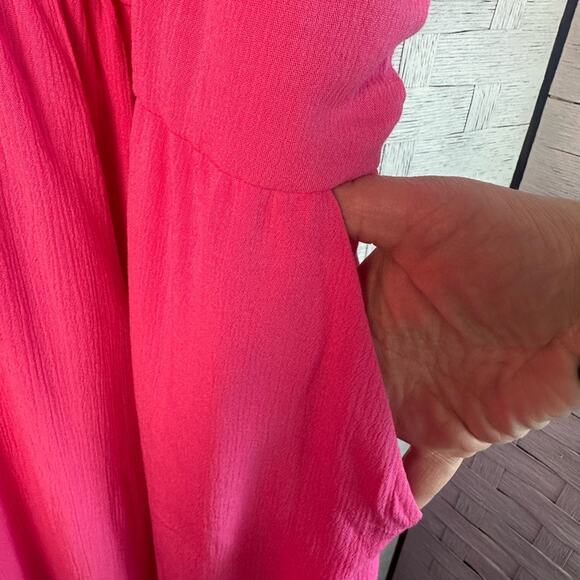 Torrid v-neck Hi Low Waist Tunic dress pocket spring hot pink coquette plus size - Picture 6 of 15